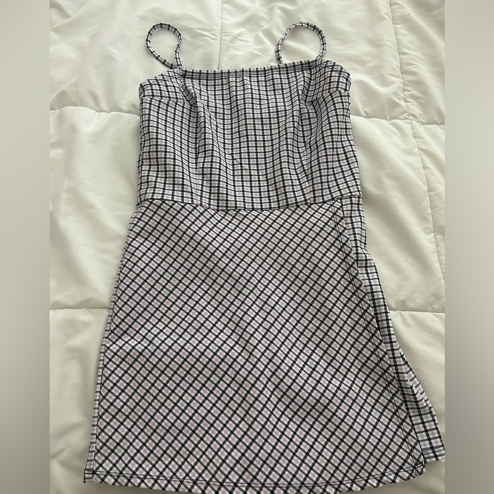 Black and White/Purple Checkered Dress